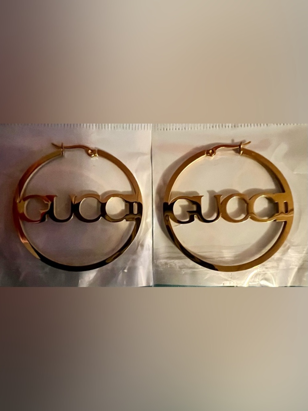 Fashion Jewelry Gold Logo Hoop Earrings